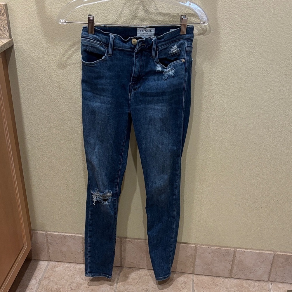 Frame Denim Dark Blue Le High Skinny Jeans - Picture 2 of 10
